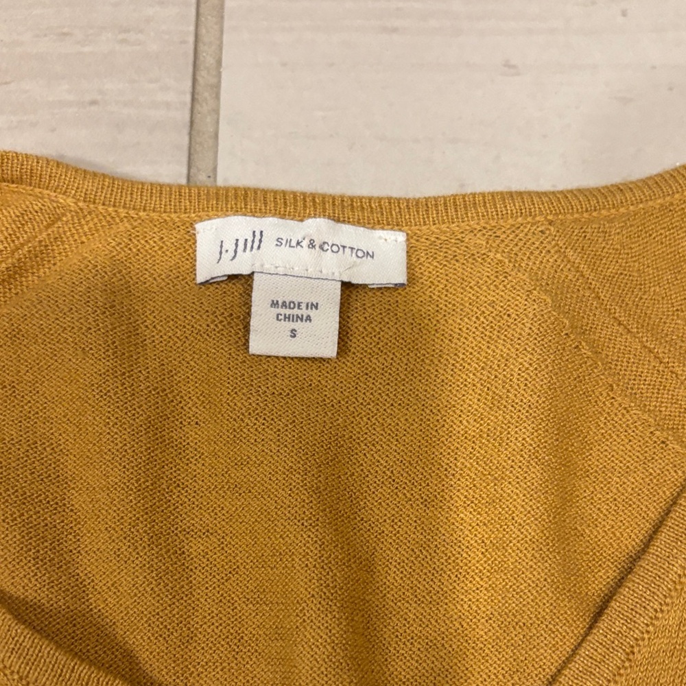 *sold* JJill Silk and Cotton Mustard V-Neck Sweater - Picture 2 of 6